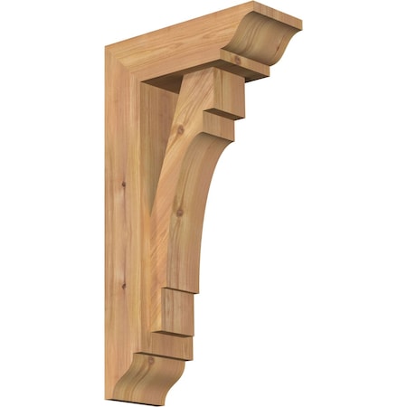 Ekena Millwork Merced Traditional Smooth Bracket w/ Offset Brace, Western Red Cedar, 5 1/2"W x 14"D x 26"H BKT0604X14X26MRC01SWR